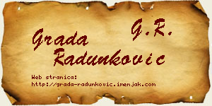 Grada Radunković vizit kartica